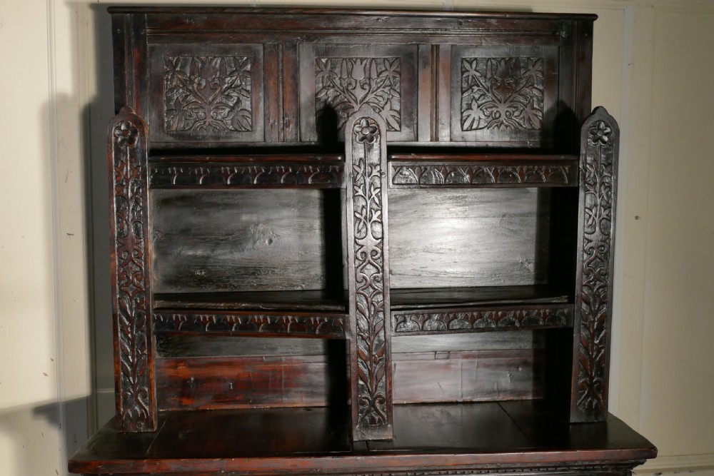 17th Century Antique Housekeepers Oak Bookshelf Cupboard View X