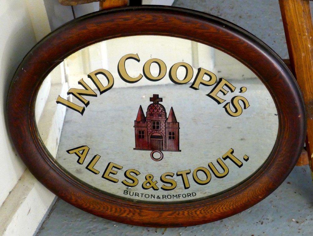 An Oval Advertising Mirror, Pub Mirror for Ind Coope