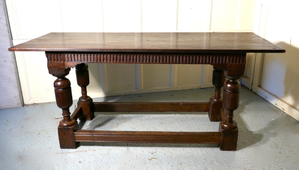 Arts and Crafts Gothic Carved Oak Table 