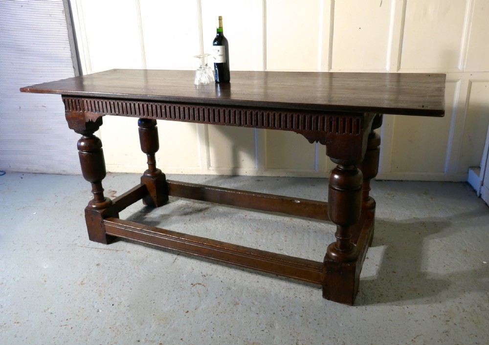 Arts and Crafts Gothic Carved Oak Table  View VI