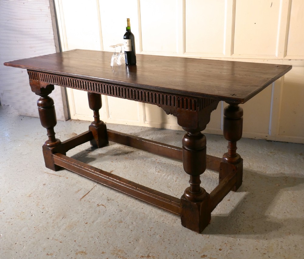 Arts and Crafts Gothic Carved Oak Table  View VII