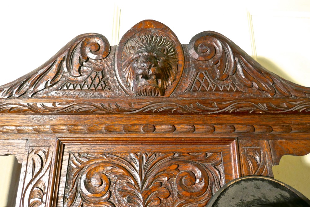 Victorian Green Man Gothic Carved Oak Hall Stand  View VI