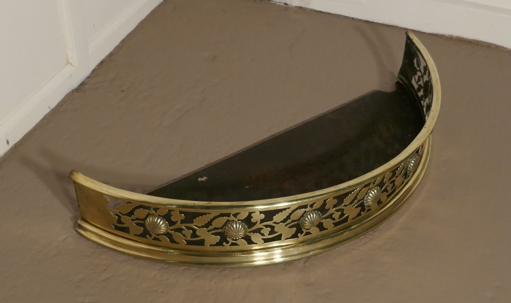 A Half Moon Curved Victorian Pierced Brass  Fender