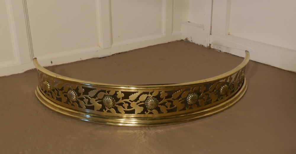 A Half Moon Curved Victorian Pierced Brass  Fender View IX