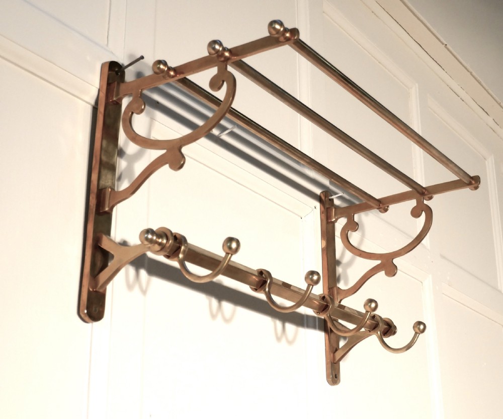 Small French Art Deco Brass Hat and Coat Rack, Pullman Railway Train Style