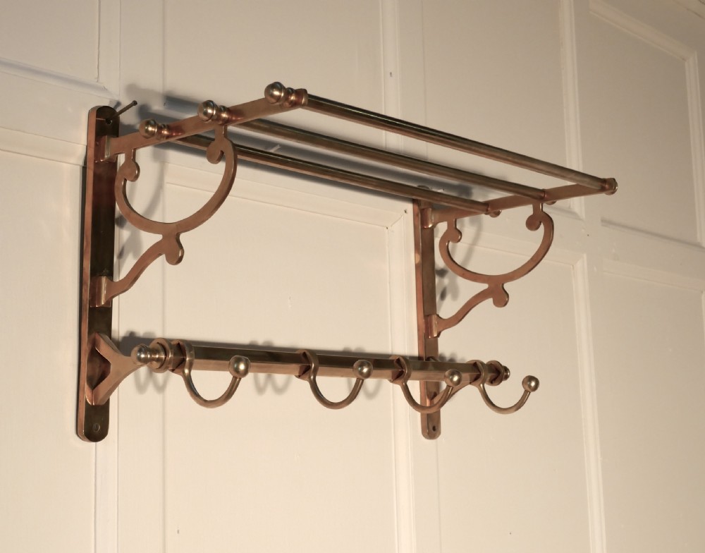 Small French Art Deco Brass Hat and Coat Rack, Pullman Railway Train Style View II