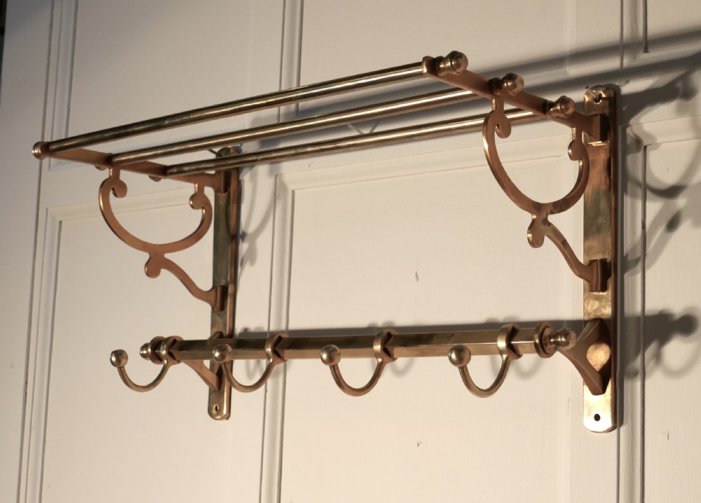 Small French Art Deco Brass Hat and Coat Rack, Pullman Railway Train Style View VII