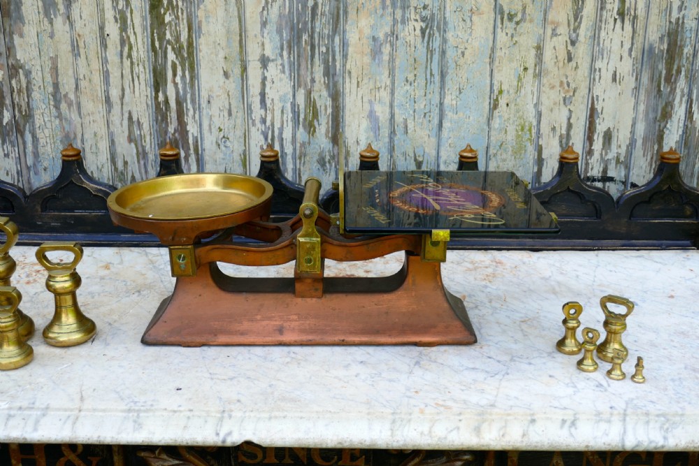 Palethorpes’ Sausage Scales, Victorian Butchers Balance Scales, with Brass Bell Weights View IV