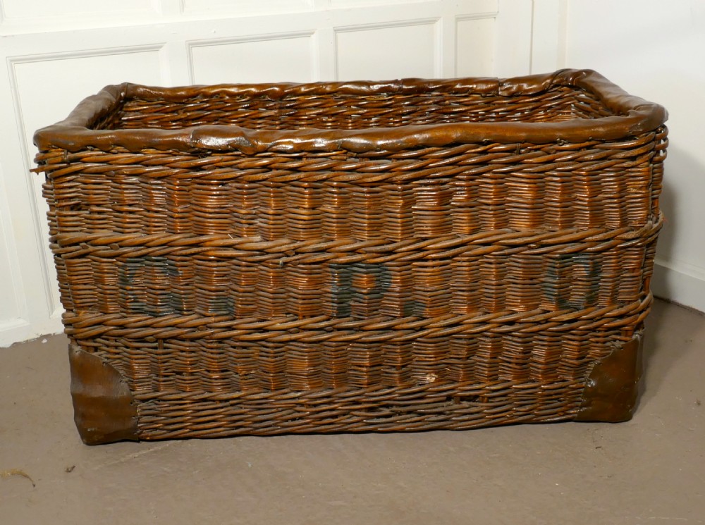 Edwardian G.P.O. Wicker Post or Mail Basket. View II