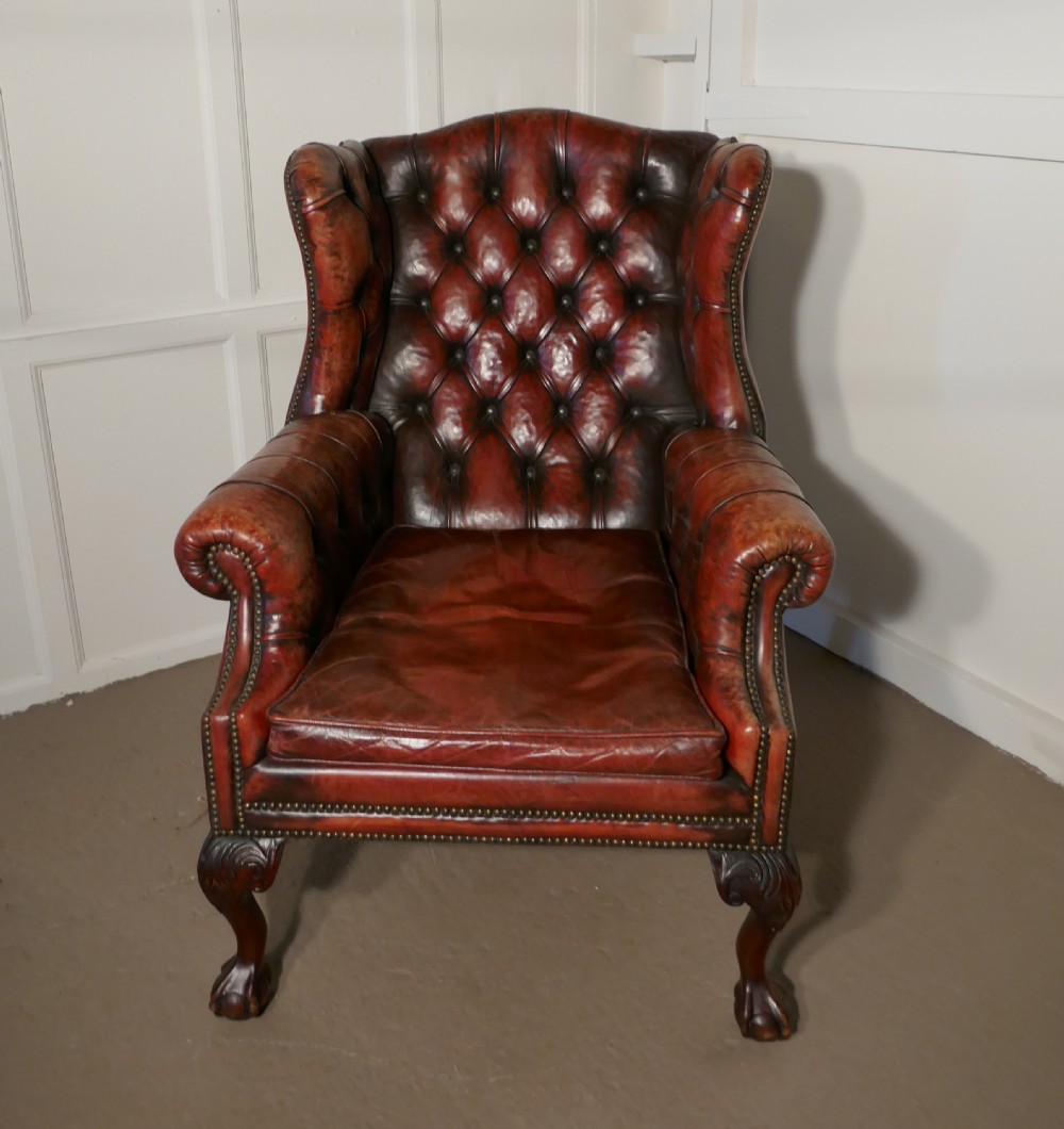 Gentleman’s Wing Back Leather Library Chair   View II