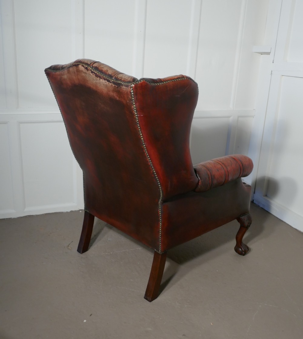 Gentleman’s Wing Back Leather Library Chair   View V