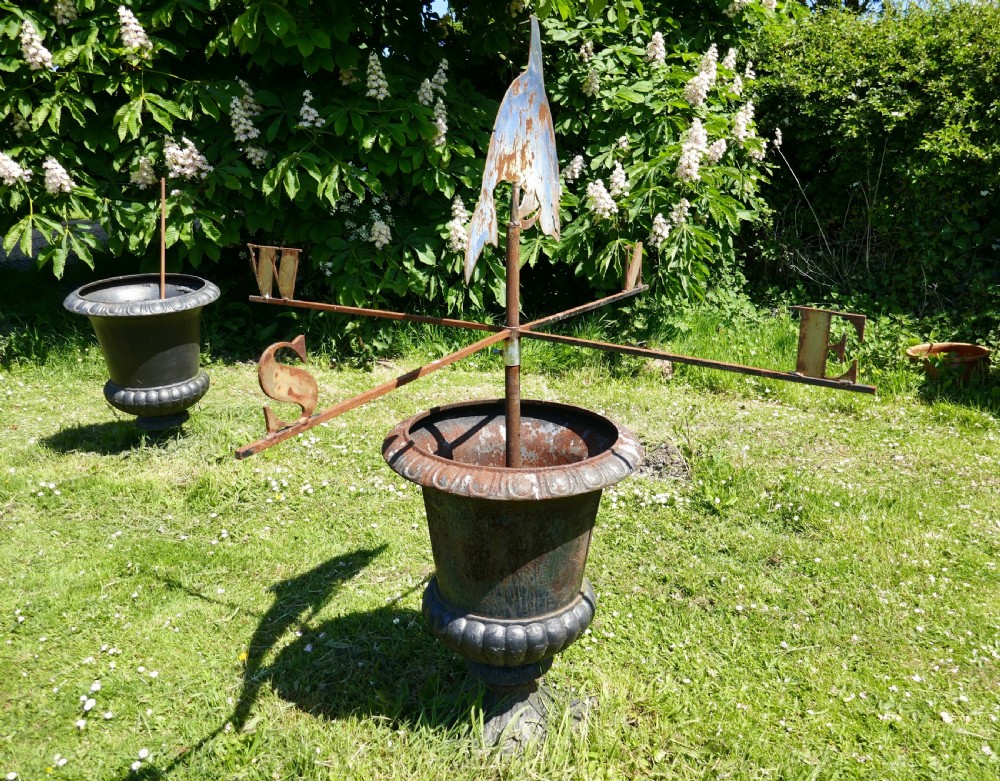 Large Folk Art Cut Metal Old Blue Dolphin Weather Vane158 View V