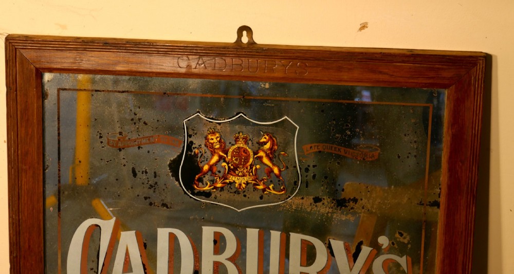 A Large Cadbury’s Cocoa Advertising Mirror, Royal appointment to Queen Victoria View VI