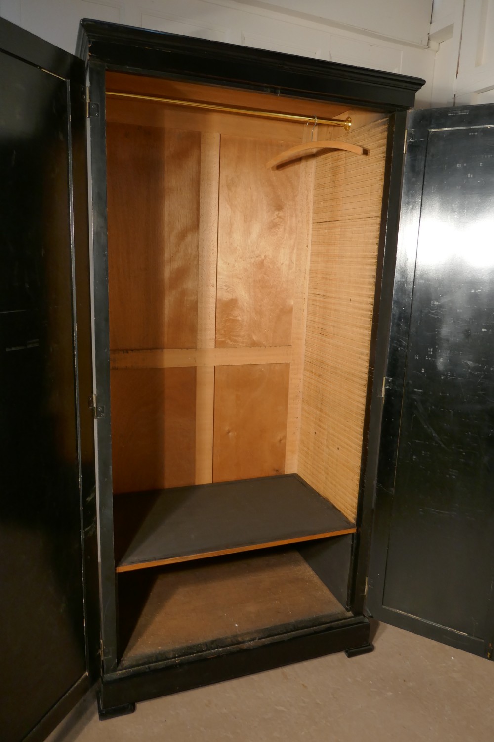 Art Deco Black Lacquer Hanging Wardrobe, Armoire View VI