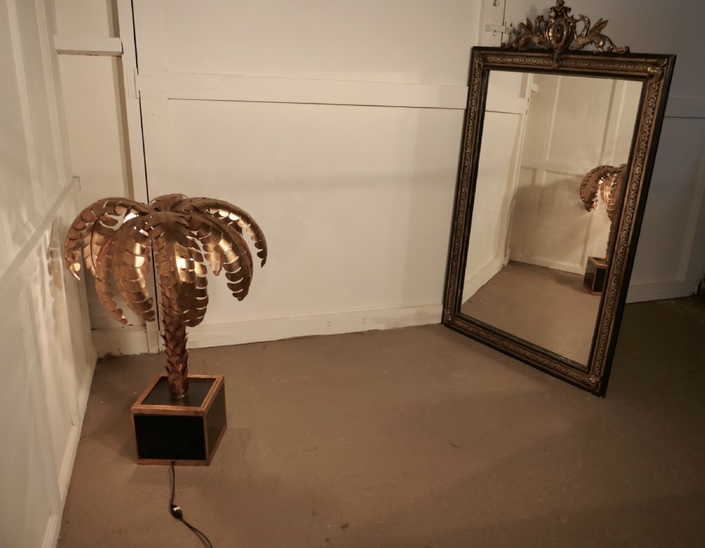 Large French Ebonised, Brass and Gilt Wall Mirror, Dragons and Crest  View VIII