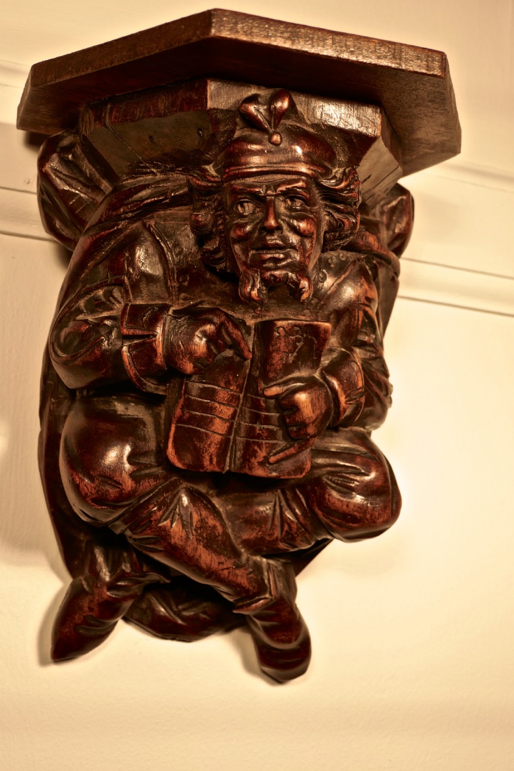 A 19th Century Carved Oak Wall Bracket, Medieval Magician  View VI