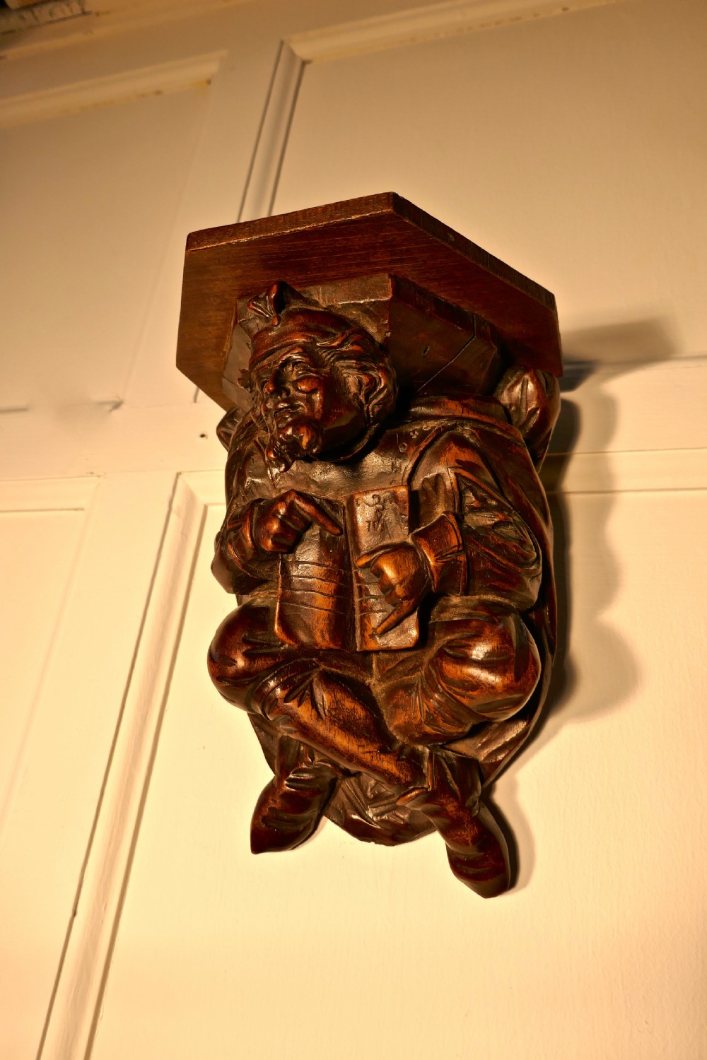 A 19th Century Carved Oak Wall Bracket, Medieval Magician  View VIII