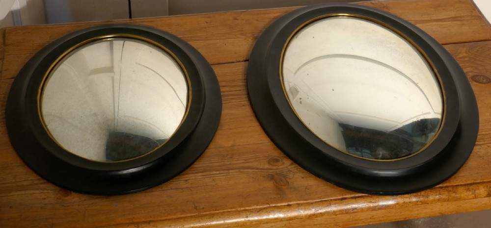 Regency Style Ebonised Convex Oval Wall Mirror  View IV