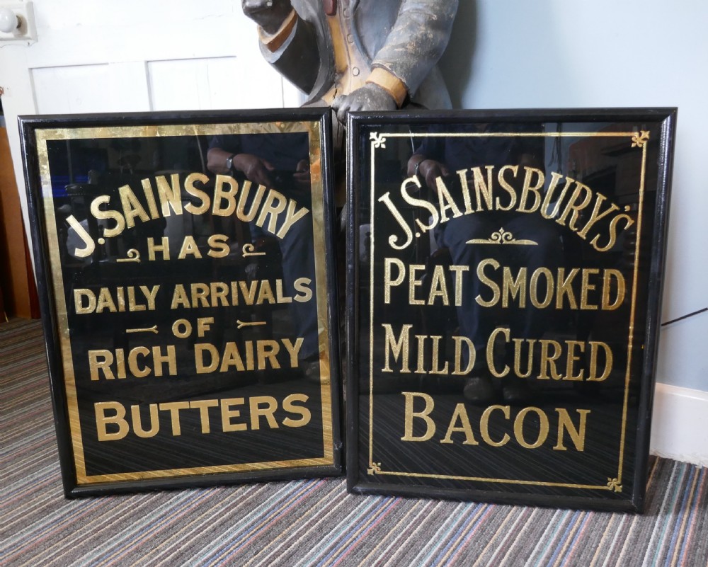 Art Deco J.S.SAINSBURY’s Butter Advertising Mirror Sign, in Black and Gold View III