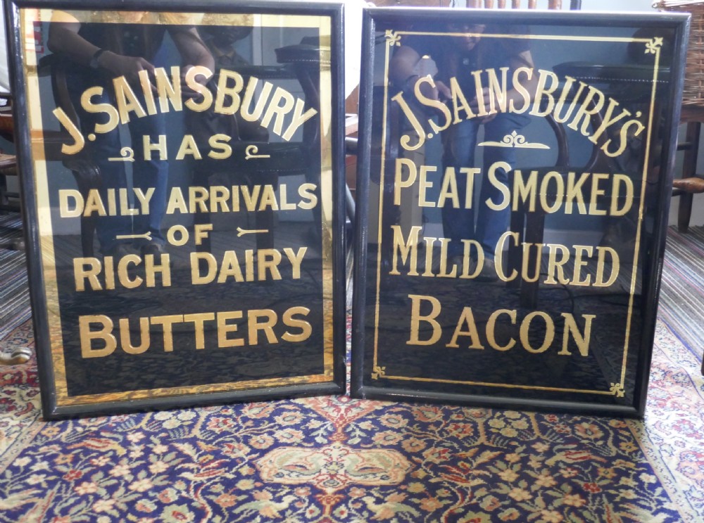 Art Deco J.S.SAINSBURY’s Butter Advertising Mirror Sign, in Black and Gold View IV