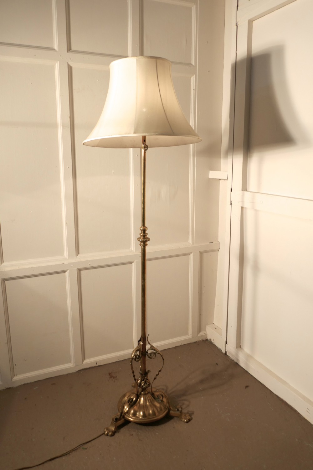 Arts and Crafts Brass Floor Lamp Rococo Standard Lamp
