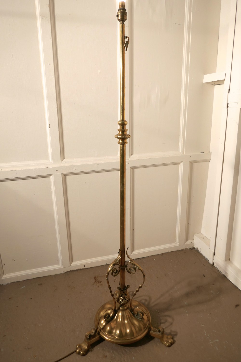 Arts and Crafts Brass Floor Lamp Rococo Standard Lamp View V
