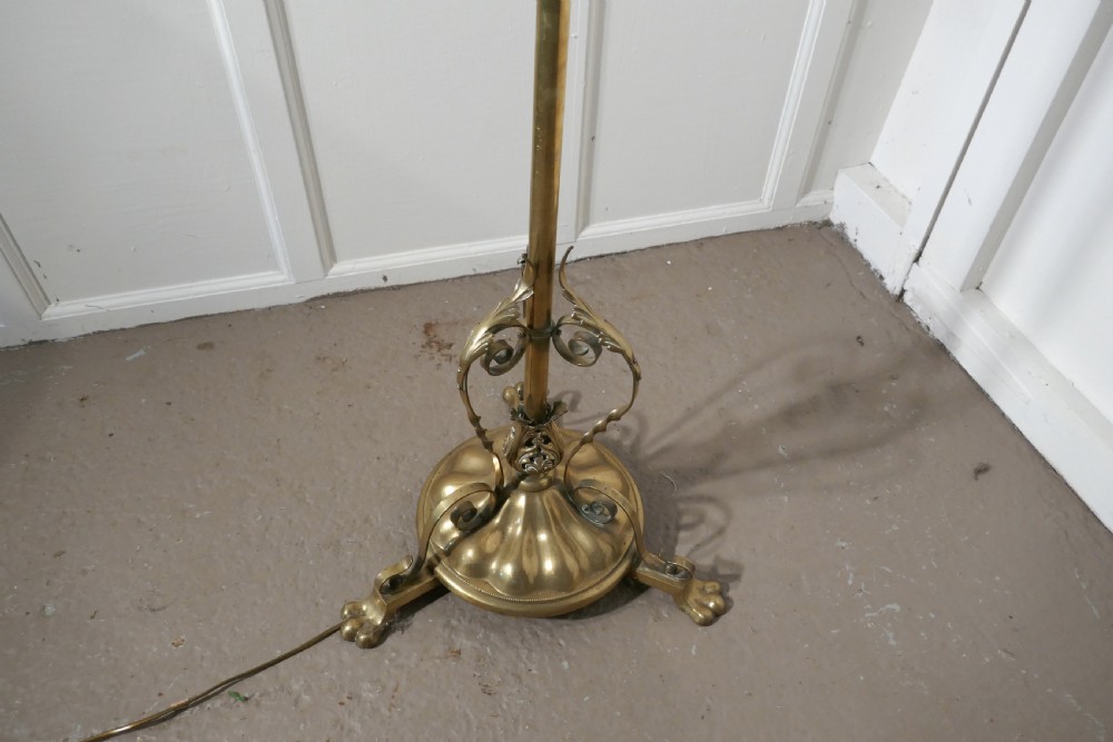 Arts and Crafts Brass Floor Lamp Rococo Standard Lamp View VIII