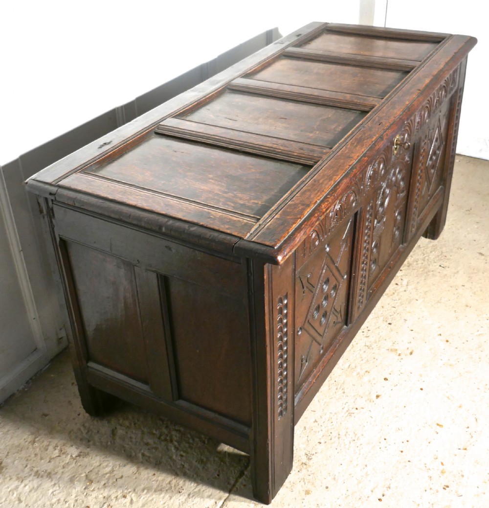17th Century Carved Oak Coffer View V