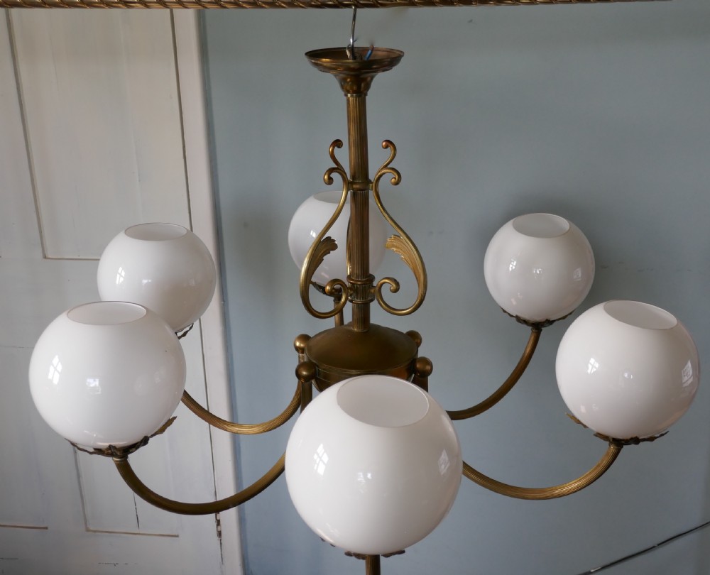 Very Large French Art Deco 6 Branch Globe Chandelier  View II