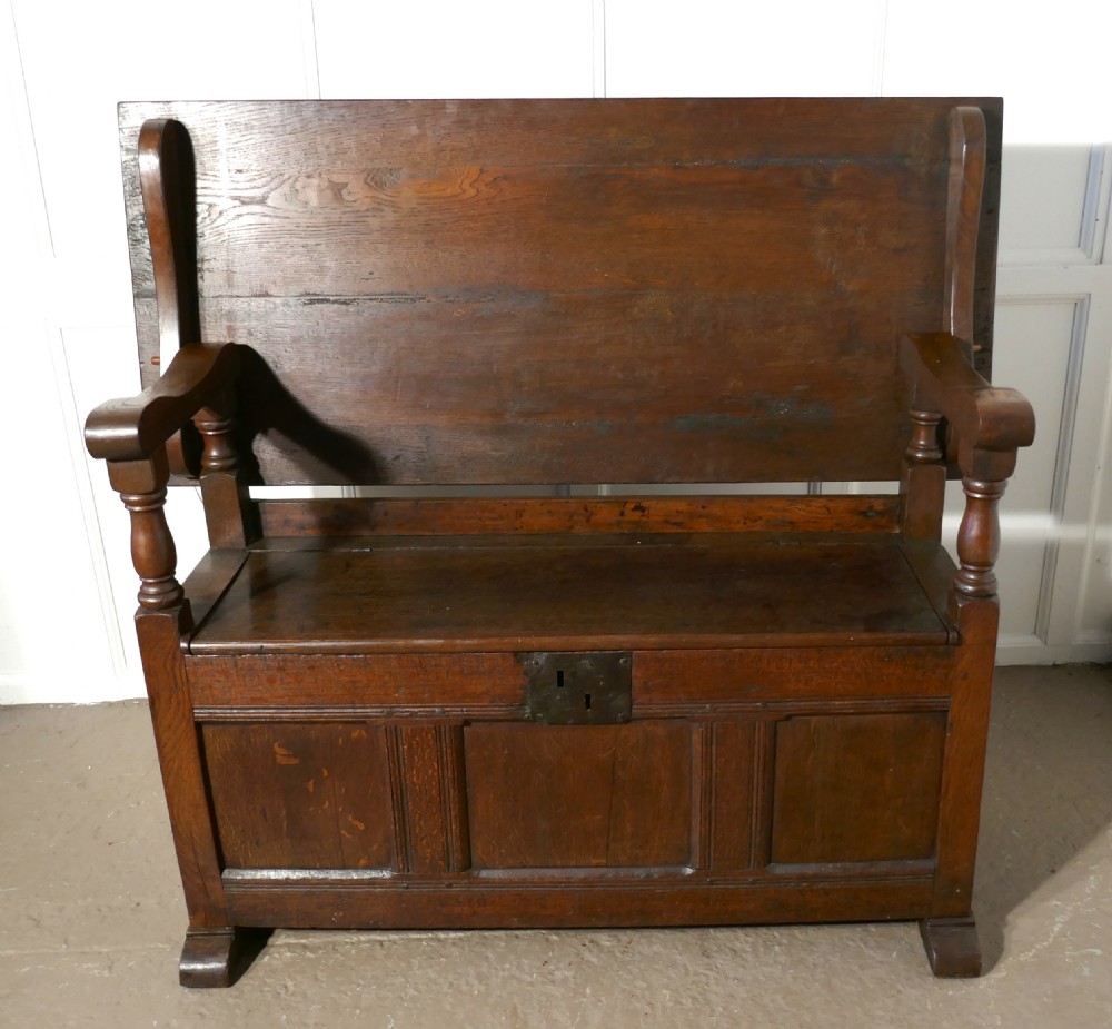 Oak Monks Bench Settle,  View IX