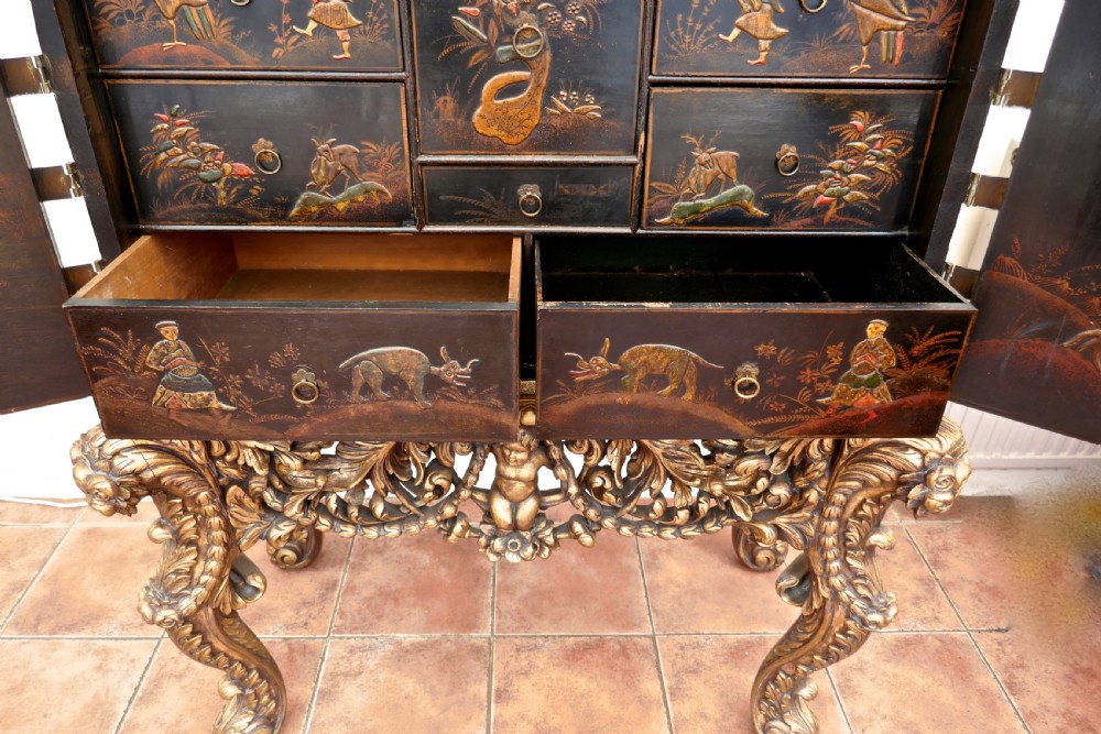 18th Century Japanned Collectors Cabinet on Stand, Clive of India  View XII