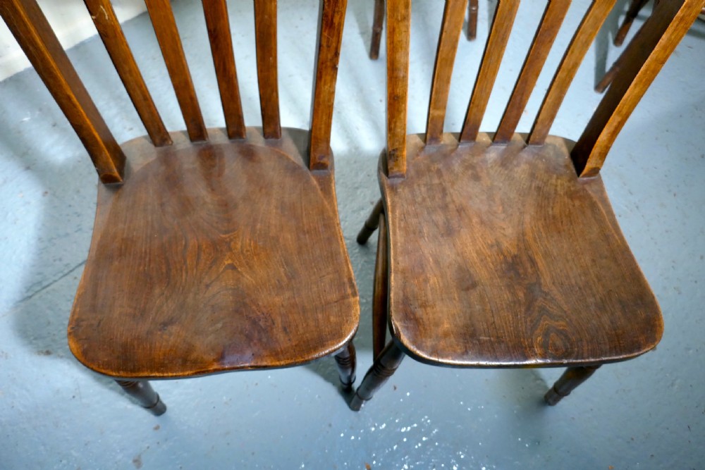 Set of 8 19th Century Traditional Slat Back Farmhouse Kitchen Chairs View III