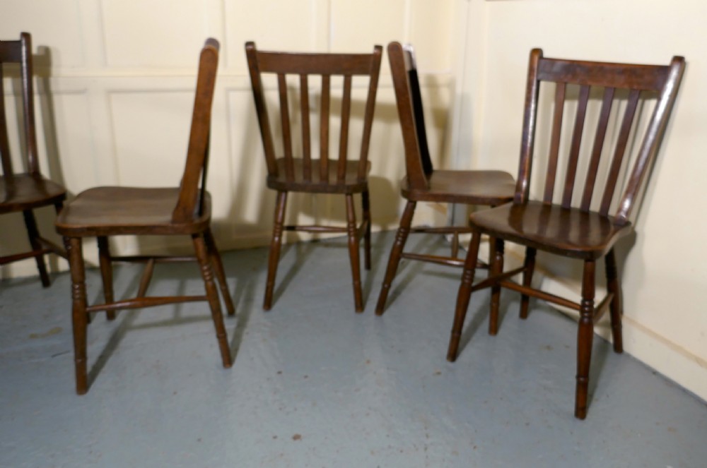 Set of 8 19th Century Traditional Slat Back Farmhouse Kitchen Chairs View V