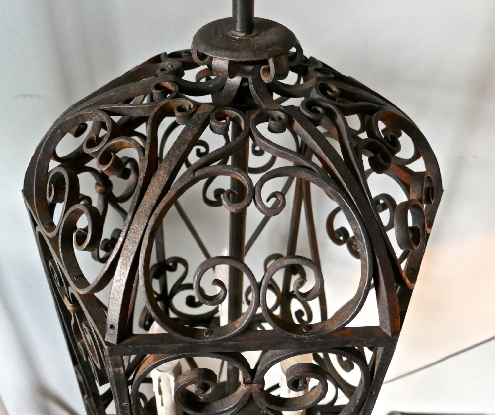 Very Large Decorative Wrought Iron Porch Lantern View II
