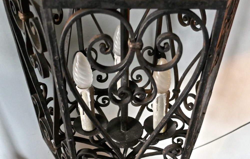 Very Large Decorative Wrought Iron Porch Lantern View III