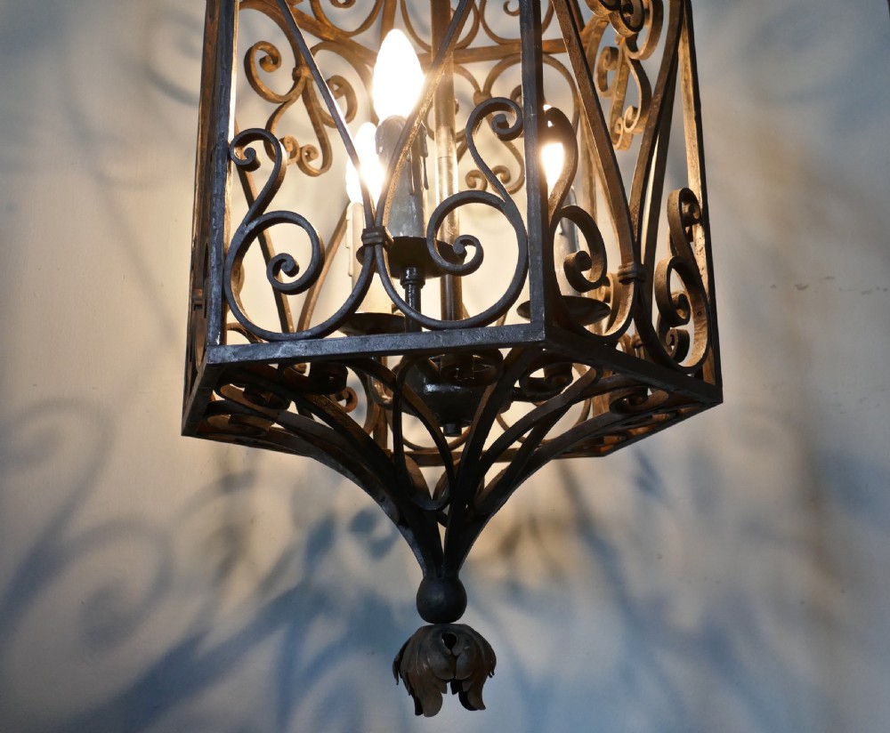 Very Large Decorative Wrought Iron Porch Lantern View VII