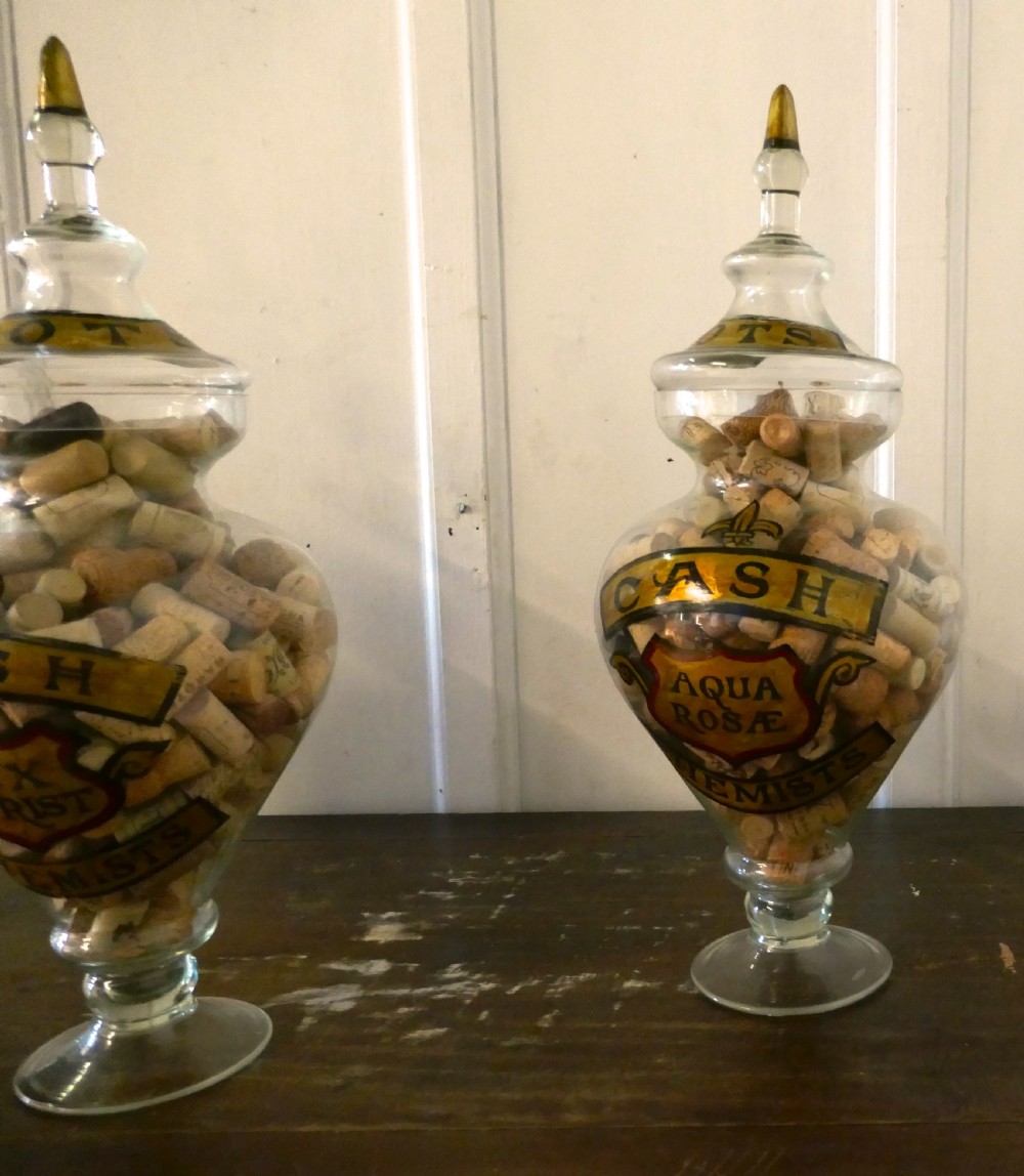 Collection of Three Very Large Apothecary or Old Boots Chemist  Jars Shop Display View IV