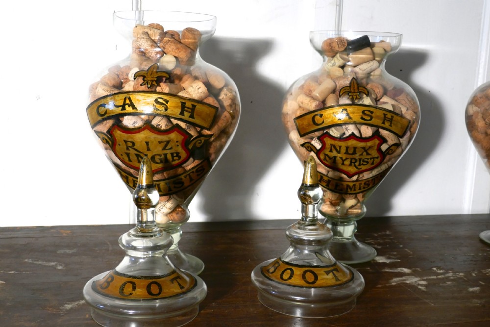 Collection of Three Very Large Apothecary or Old Boots Chemist  Jars Shop Display View V