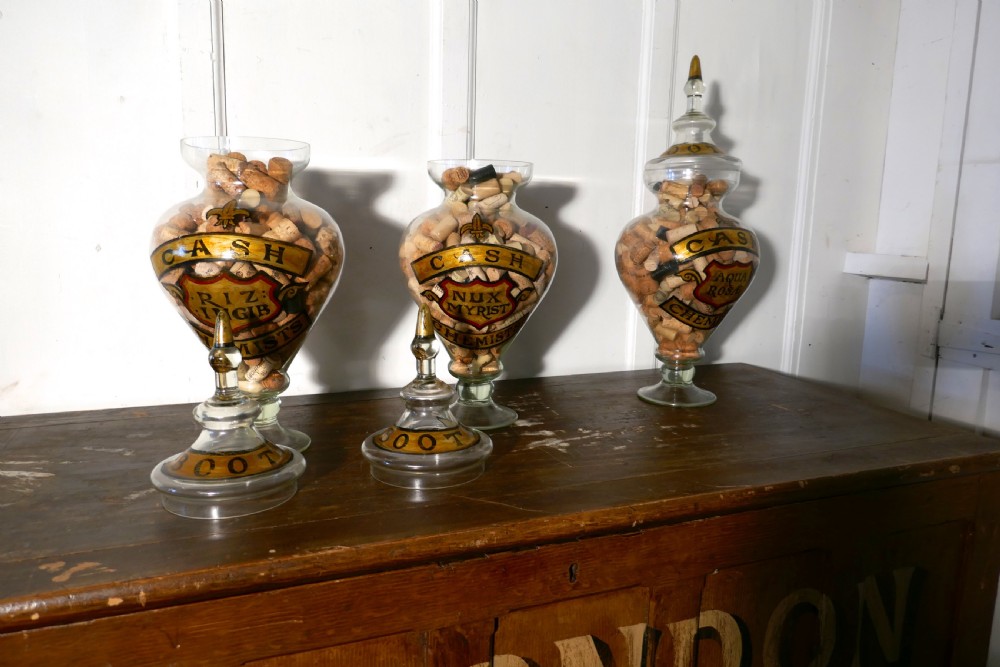 Collection of Three Very Large Apothecary or Old Boots Chemist  Jars Shop Display View VI