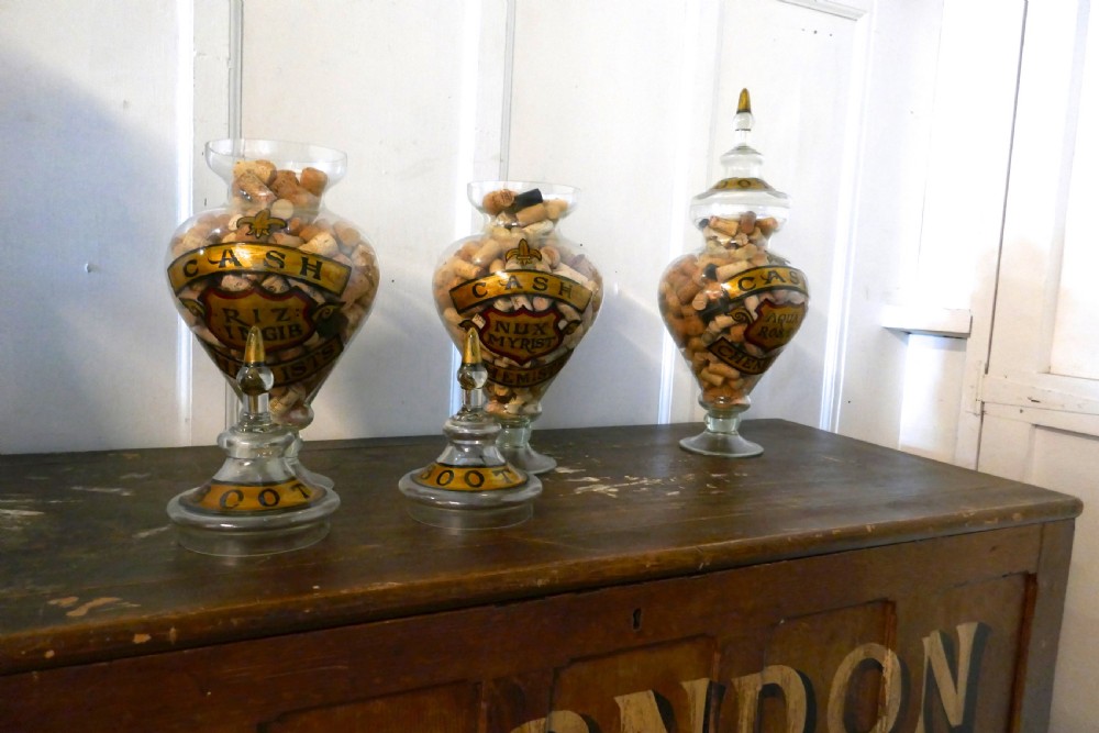 Collection of Three Very Large Apothecary or Old Boots Chemist  Jars Shop Display View VII