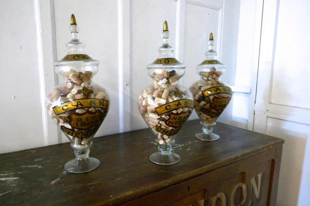 Collection of Three Very Large Apothecary or Old Boots Chemist  Jars Shop Display View XI