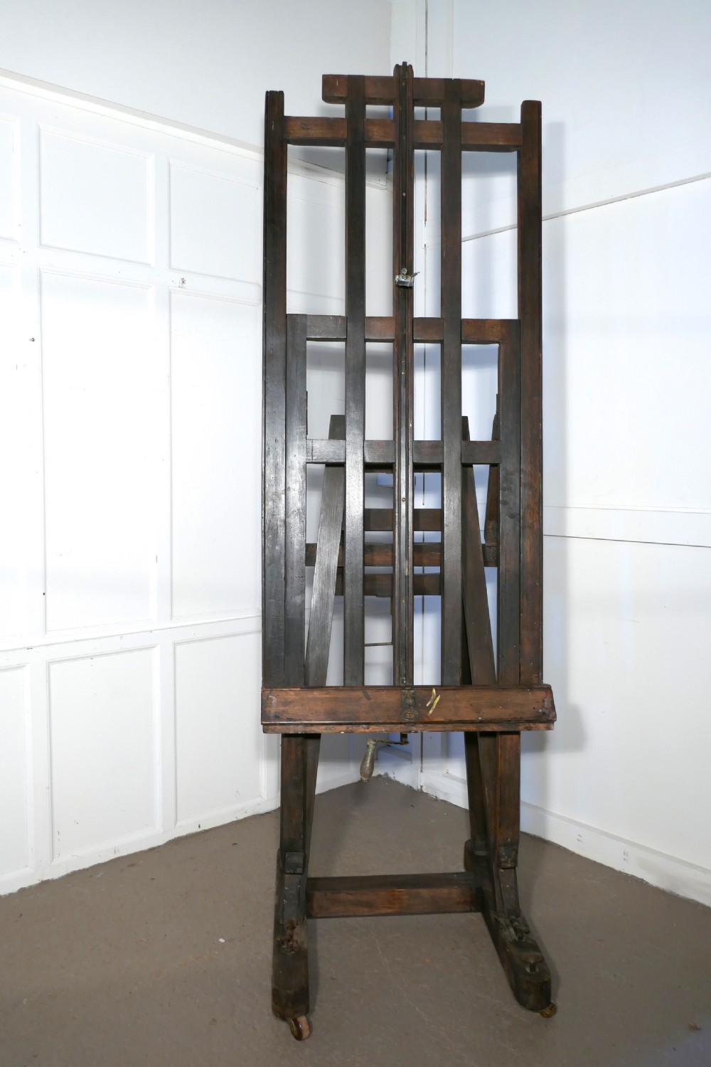 Very Large Fully Adjustable 19th Century Oak Studio Easel by G. Gent of Bayswater View II