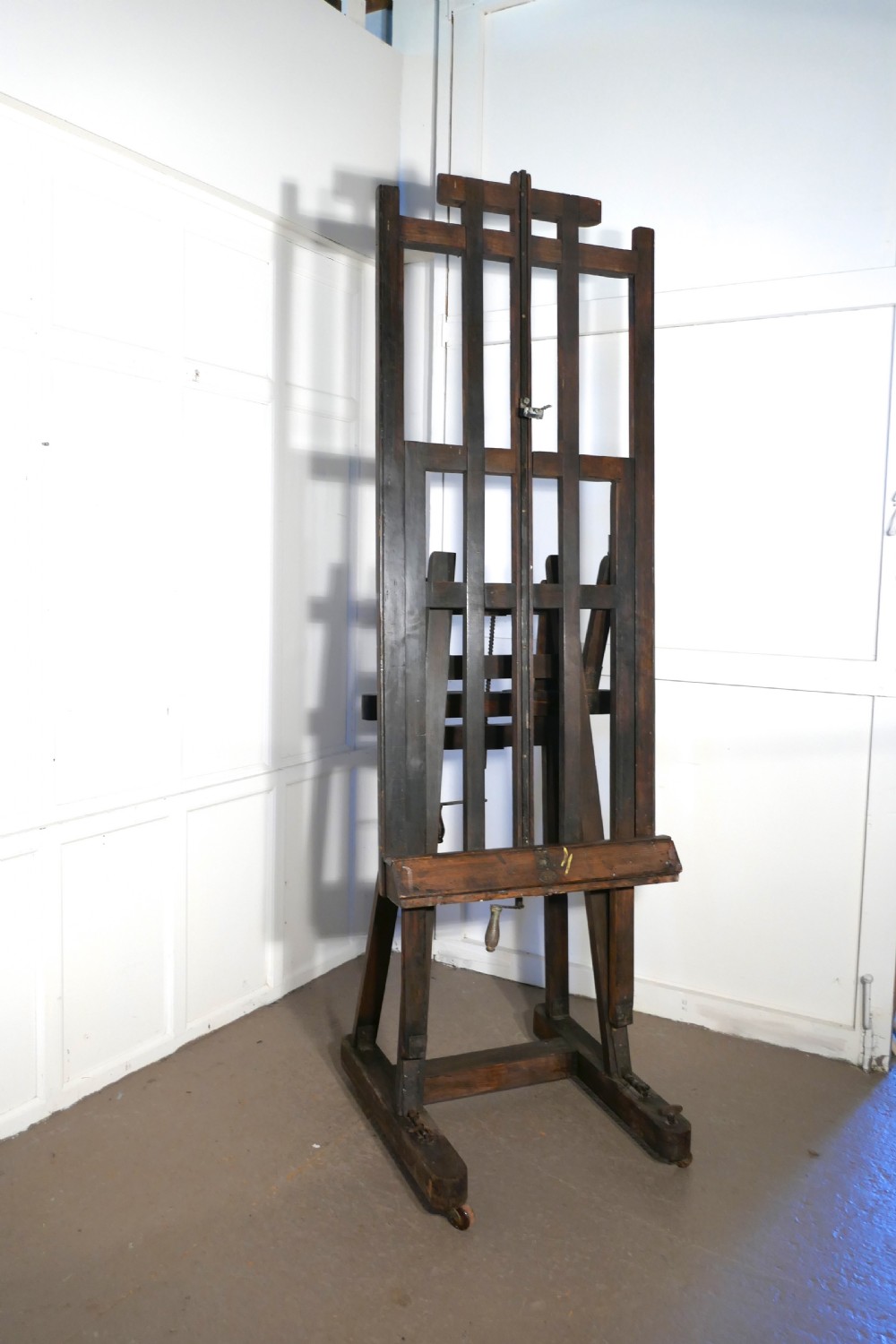 Very Large Fully Adjustable 19th Century Oak Studio Easel by G. Gent of Bayswater View III