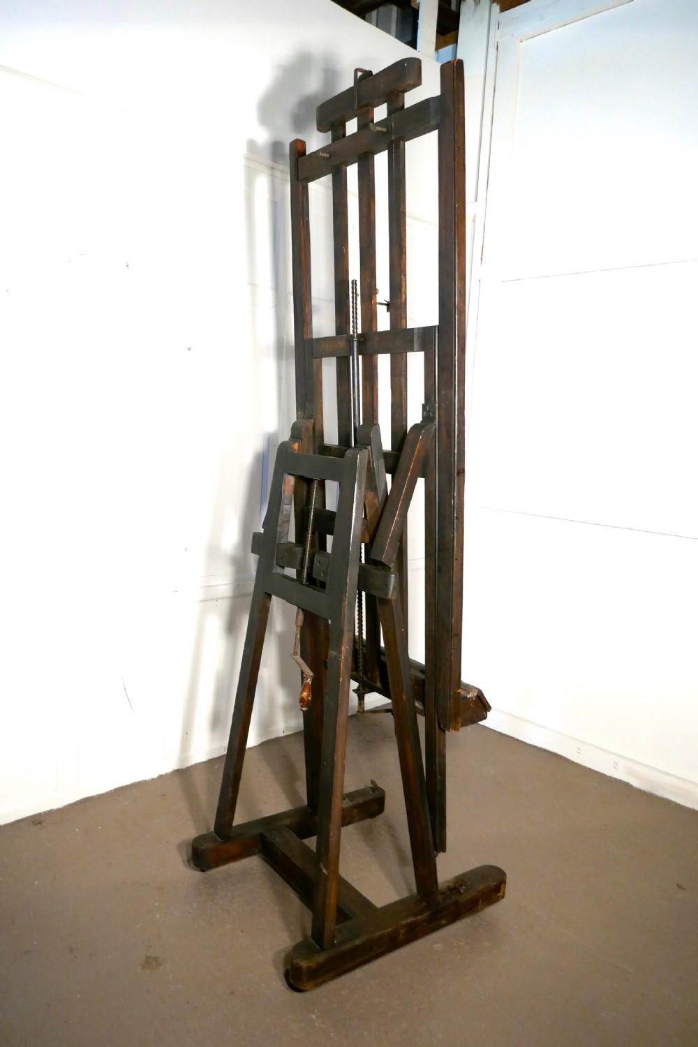 Very Large Fully Adjustable 19th Century Oak Studio Easel by G. Gent of Bayswater View XI