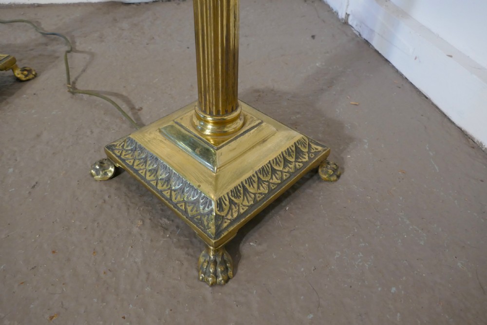 Pair of Corinthian Column Floor Lamps Brass Standard Lamps    View VII