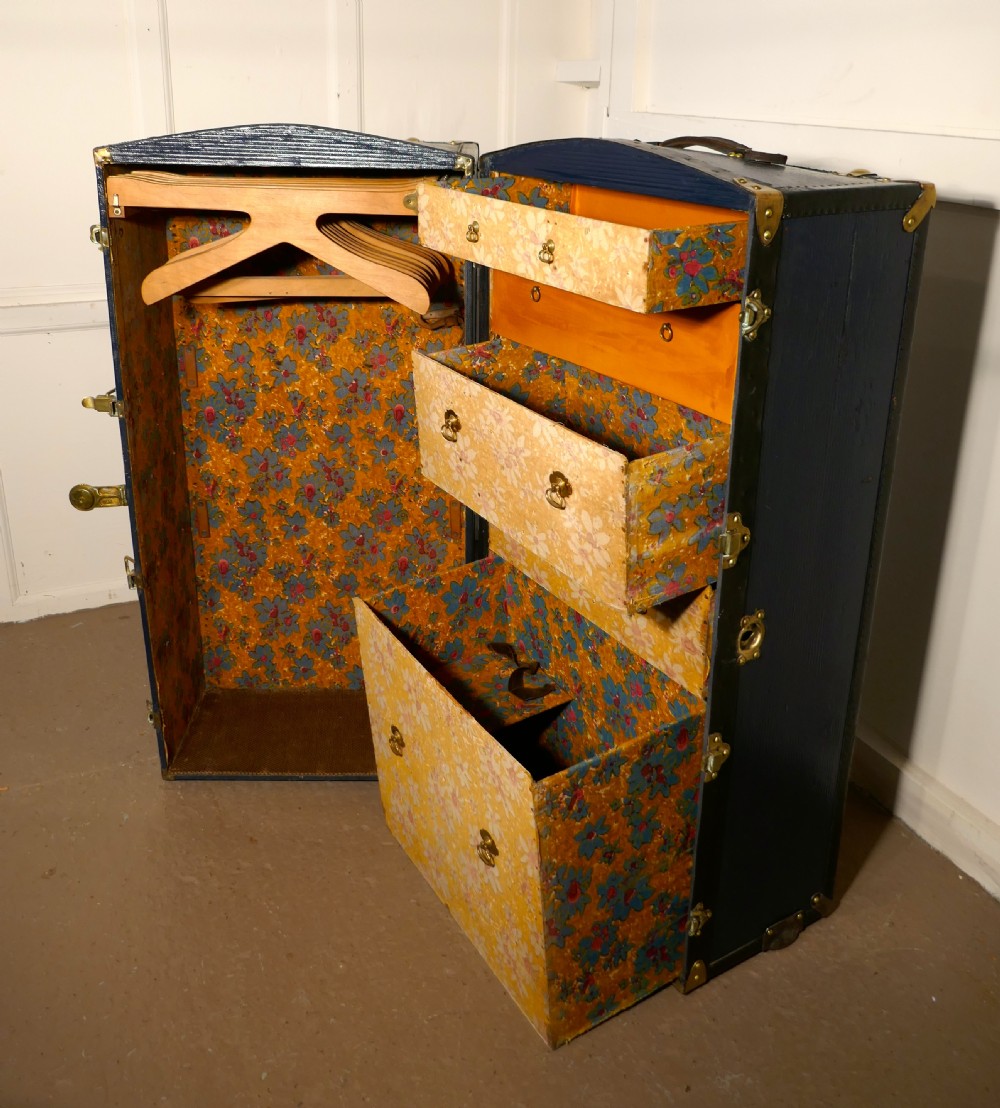 Fitted Steamer Trunk or Cabin Wardrobe, Portmanteau by LG Paris View III