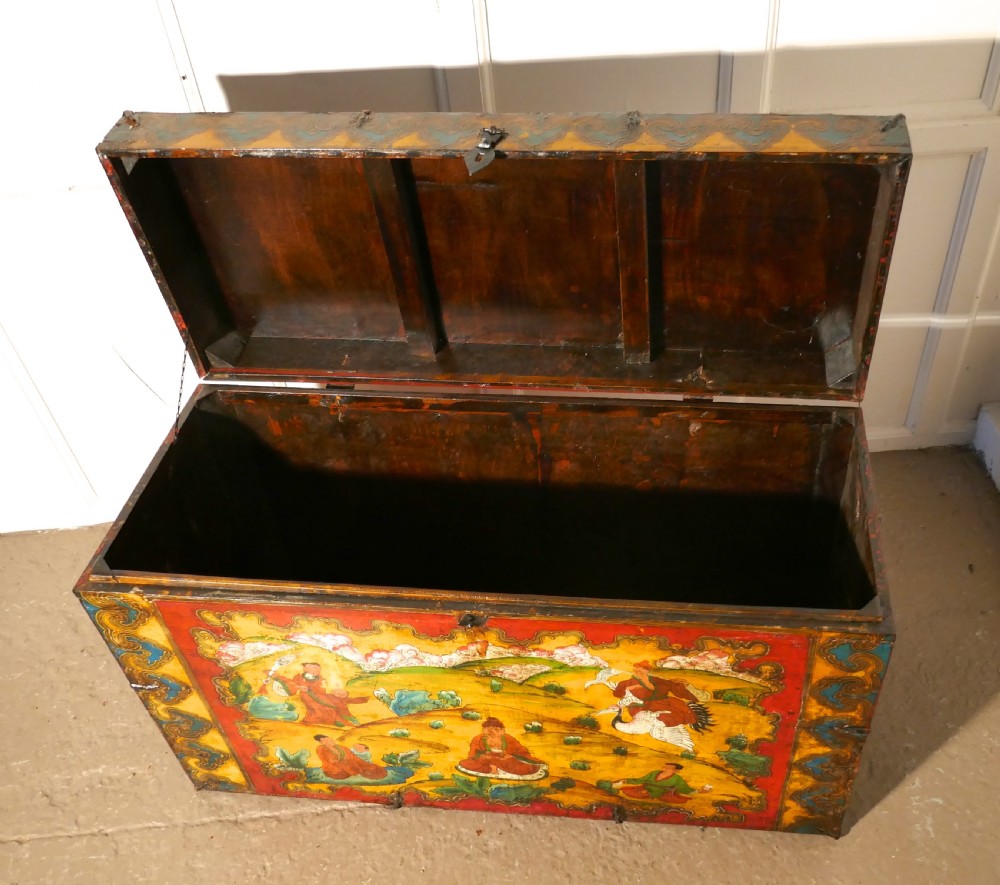 Oriental Folk Art Painted Chest or Coffer View II