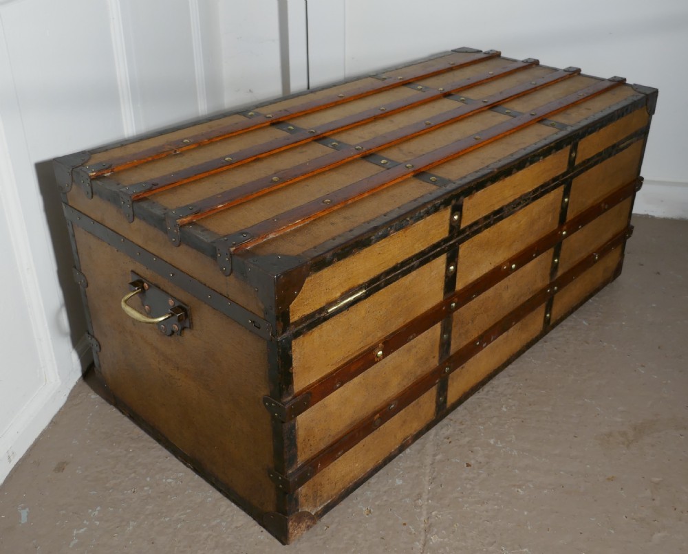 A Superb Quality Vintage Canvas Travel Chest or Steamer Trunk,   View IV