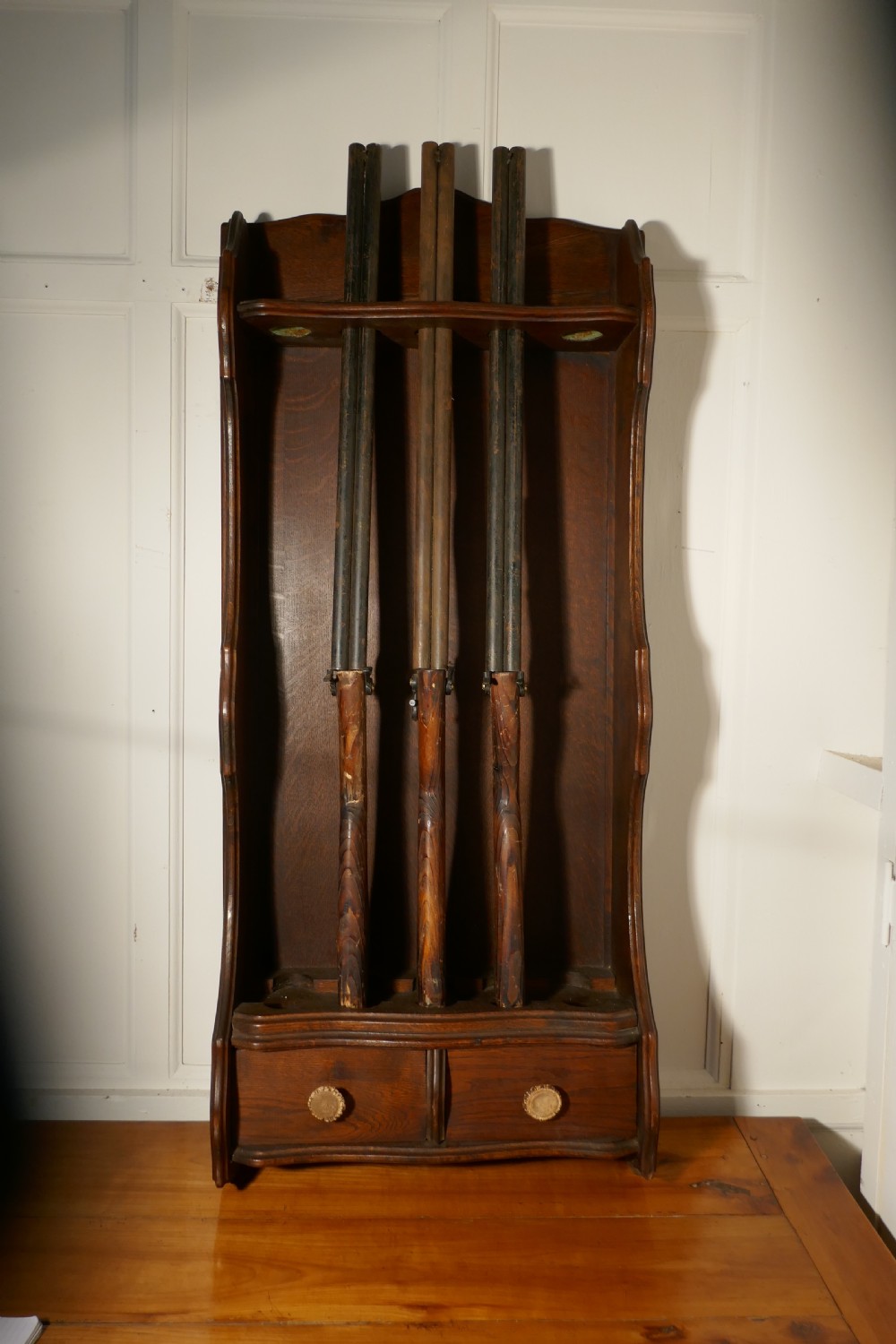 19th Century French Oak Hunting Lodge Shot Gun Rack View IV