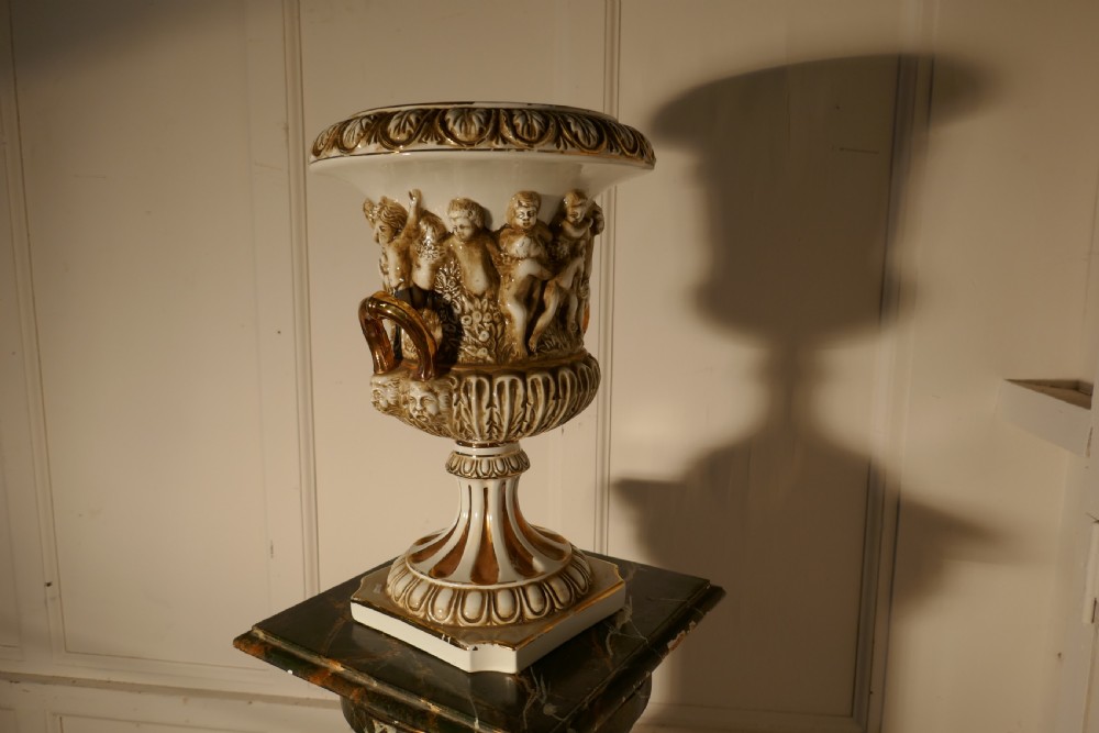 A Large R Capodimonte Italian Porcelain Figural Urn, Vase